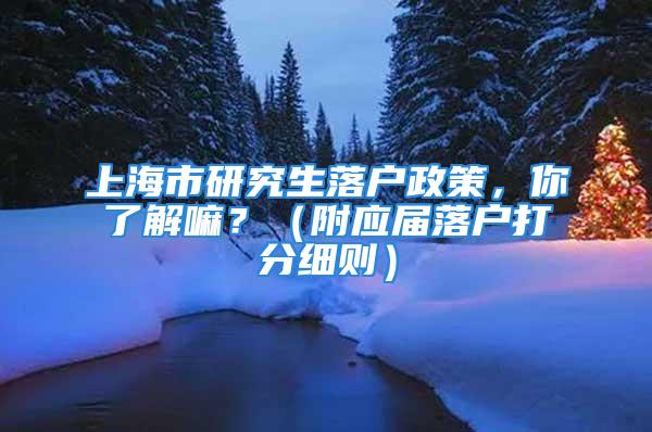 上海市研究生落戶政策，你了解嘛？（附應(yīng)屆落戶打分細(xì)則）