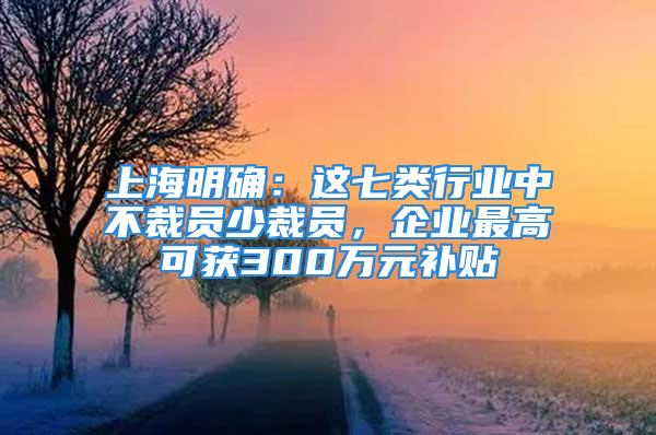 上海明確：這七類行業(yè)中不裁員少裁員，企業(yè)最高可獲300萬元補貼