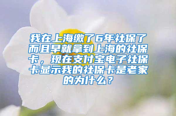 我在上海繳了6年社保了而且早就拿到上海的社?？ǎF(xiàn)在支付寶電子社?？@示我的社?？ㄊ抢霞业臑槭裁?？