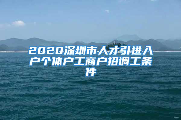 2020深圳市人才引進(jìn)入戶個(gè)體戶工商戶招調(diào)工條件