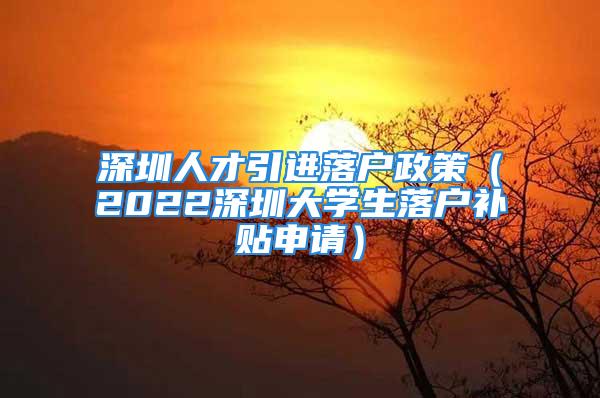 深圳人才引進落戶政策（2022深圳大學生落戶補貼申請）