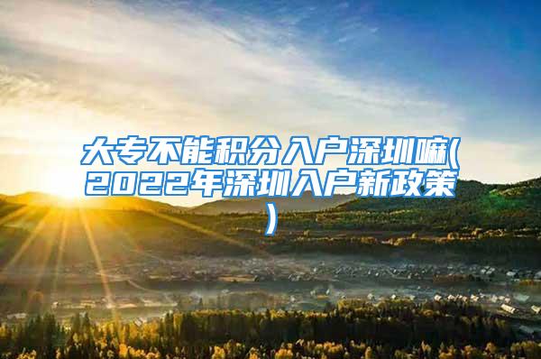 大專不能積分入戶深圳嘛(2022年深圳入戶新政策)