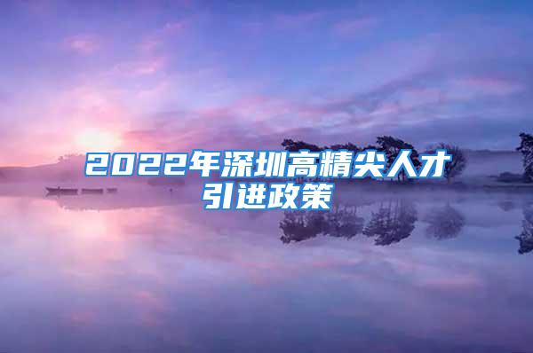 2022年深圳高精尖人才引進(jìn)政策