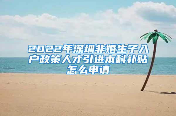 2022年深圳非婚生子入戶政策人才引進(jìn)本科補(bǔ)貼怎么申請