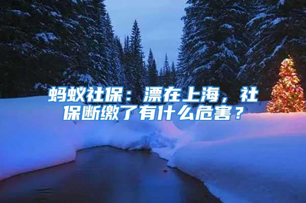 螞蟻社保：漂在上海，社保斷繳了有什么危害？