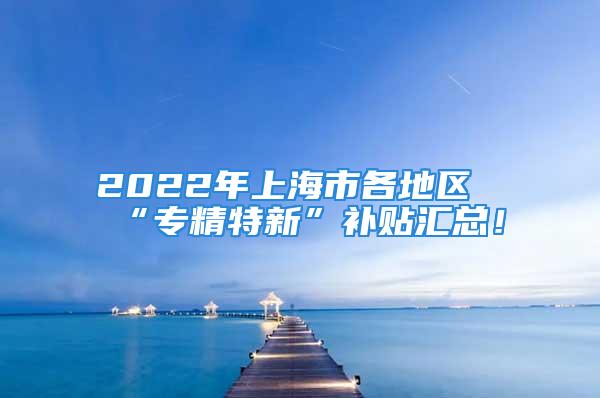 2022年上海市各地區(qū)“專精特新”補(bǔ)貼匯總！