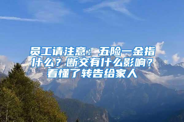 員工請注意：五險(xiǎn)一金指什么？斷交有什么影響？看懂了轉(zhuǎn)告給家人