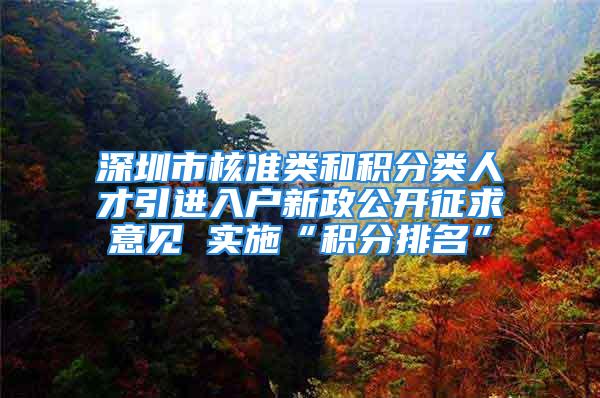 深圳市核準類和積分類人才引進入戶新政公開征求意見 實施“積分排名”