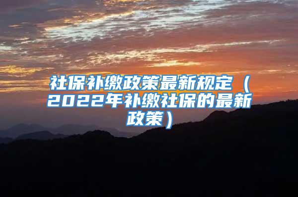 社保補(bǔ)繳政策最新規(guī)定（2022年補(bǔ)繳社保的最新政策）