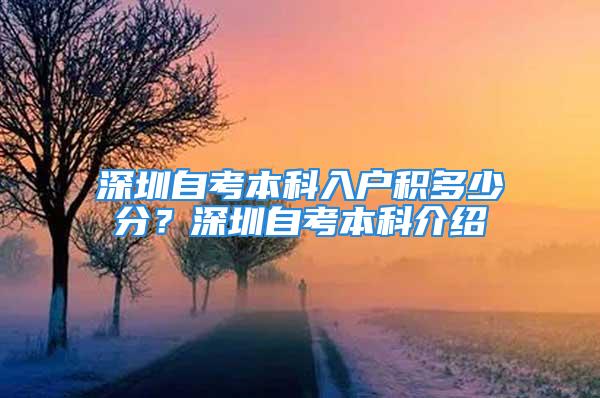 深圳自考本科入戶積多少分？深圳自考本科介紹