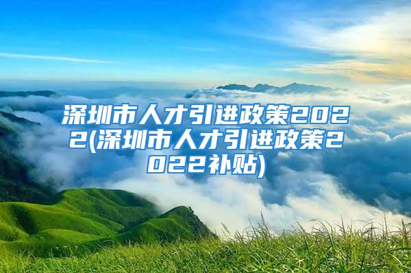 深圳市人才引進政策2022(深圳市人才引進政策2022補貼)