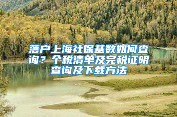 落戶上海社保基數(shù)如何查詢？個稅清單及完稅證明查詢及下載方法