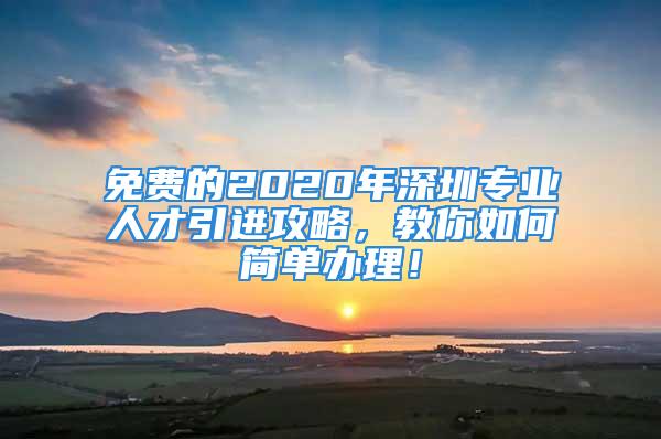 免費的2020年深圳專業(yè)人才引進攻略，教你如何簡單辦理！