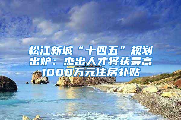 松江新城“十四五”規(guī)劃出爐：杰出人才將獲最高1000萬元住房補(bǔ)貼