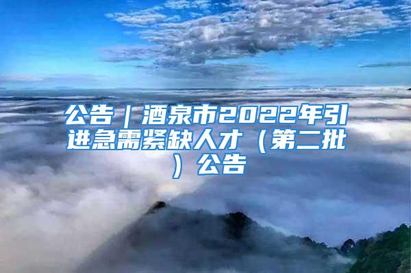 公告｜酒泉市2022年引進(jìn)急需緊缺人才（第二批）公告