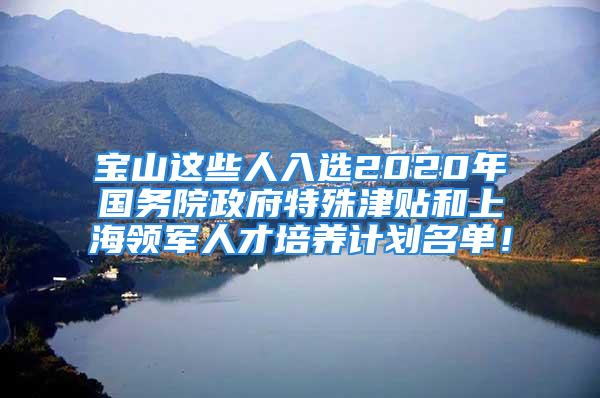 寶山這些人入選2020年國(guó)務(wù)院政府特殊津貼和上海領(lǐng)軍人才培養(yǎng)計(jì)劃名單！