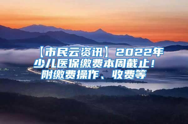 【市民云資訊】2022年少兒醫(yī)保繳費本周截止！附繳費操作、收費等