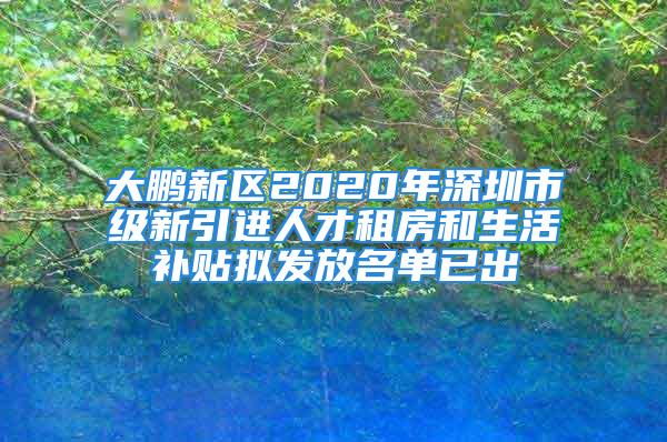 大鵬新區(qū)2020年深圳市級新引進(jìn)人才租房和生活補(bǔ)貼擬發(fā)放名單已出