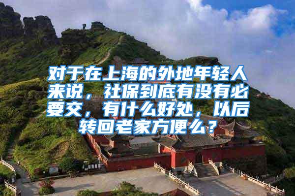 對于在上海的外地年輕人來說，社保到底有沒有必要交，有什么好處，以后轉(zhuǎn)回老家方便么？