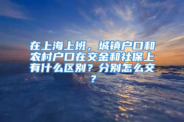 在上海上班，城鎮(zhèn)戶口和農(nóng)村戶口在交金和社保上有什么區(qū)別？分別怎么交？