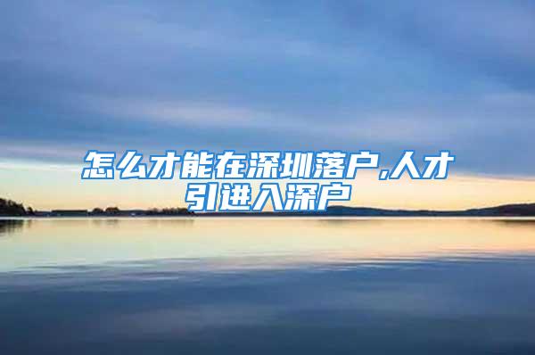 怎么才能在深圳落戶,人才引進(jìn)入深戶