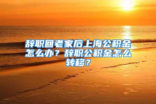 辭職回老家后上海公積金怎么辦？辭職公積金怎么轉(zhuǎn)移？