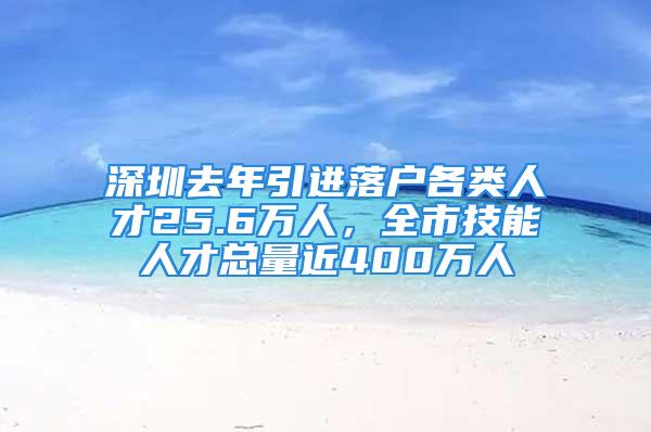 深圳去年引進落戶各類人才25.6萬人，全市技能人才總量近400萬人