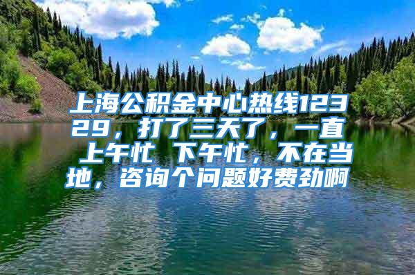 上海公積金中心熱線12329，打了三天了，一直 上午忙 下午忙，不在當(dāng)?shù)?，咨詢個問題好費(fèi)勁啊