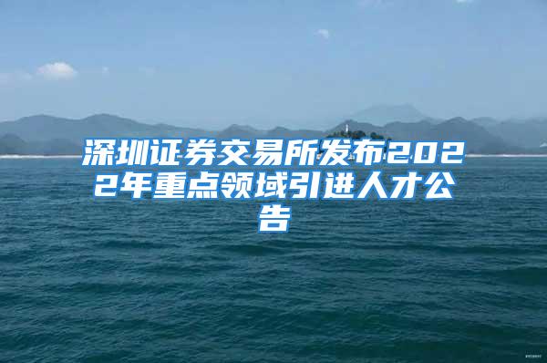 深圳證券交易所發(fā)布2022年重點領(lǐng)域引進人才公告