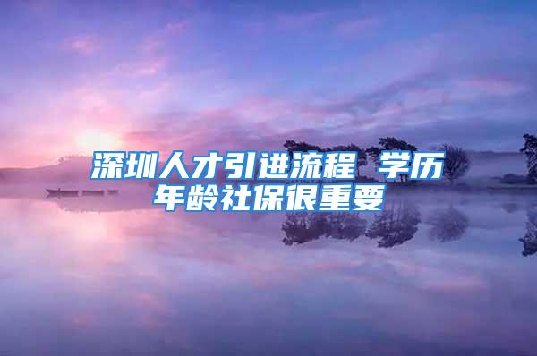 深圳人才引進流程 學歷年齡社保很重要