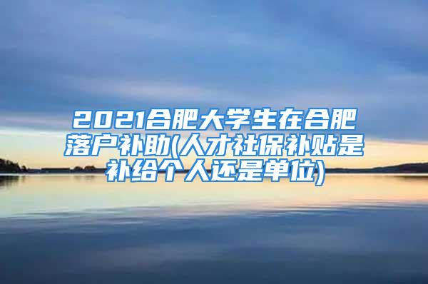 2021合肥大學(xué)生在合肥落戶(hù)補(bǔ)助(人才社保補(bǔ)貼是補(bǔ)給個(gè)人還是單位)