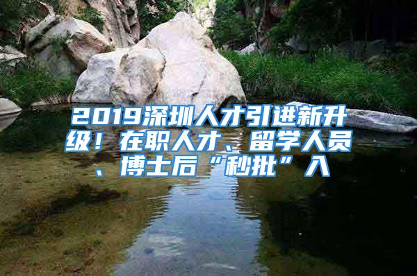 2019深圳人才引進(jìn)新升級(jí)！在職人才、留學(xué)人員、博士后“秒批”入