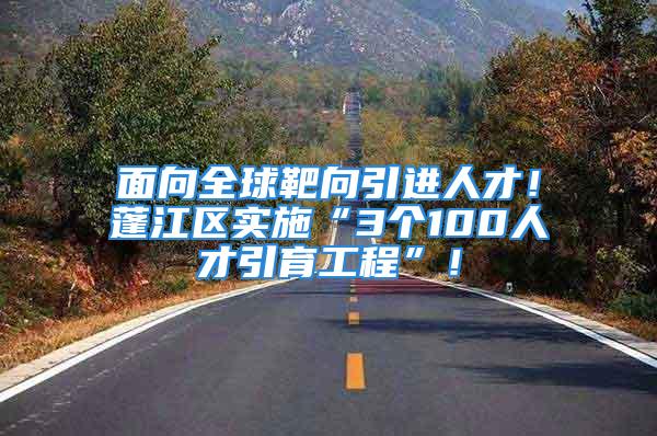 面向全球靶向引進人才！蓬江區(qū)實施“3個100人才引育工程”！