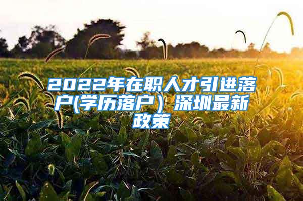 2022年在職人才引進落戶(學(xué)歷落戶）深圳最新政策