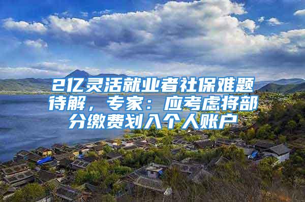 2億靈活就業(yè)者社保難題待解，專家：應(yīng)考慮將部分繳費(fèi)劃入個人賬戶