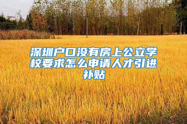 深圳戶口沒有房上公立學校要求怎么申請人才引進補貼