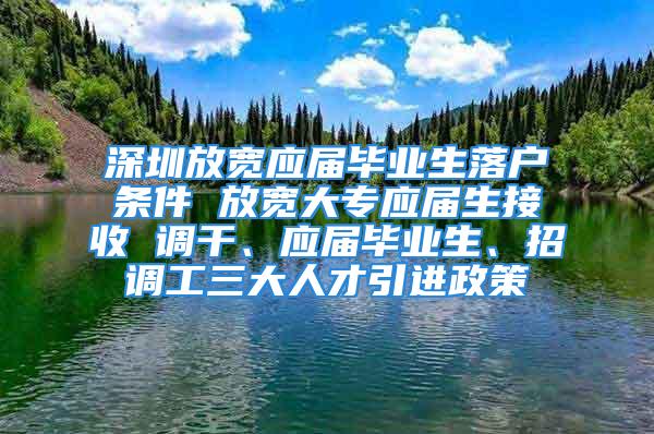 深圳放寬應(yīng)屆畢業(yè)生落戶條件 放寬大專應(yīng)屆生接收 調(diào)干、應(yīng)屆畢業(yè)生、招調(diào)工三大人才引進(jìn)政策