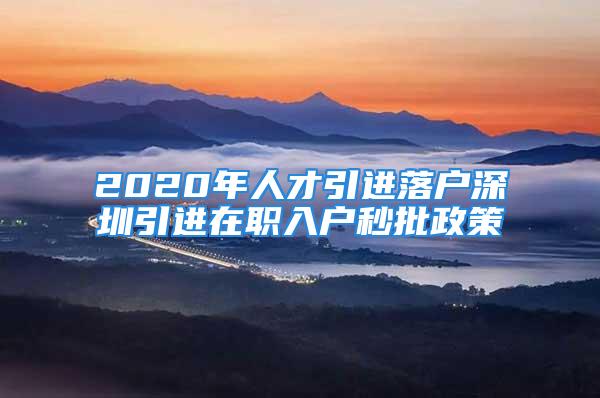 2020年人才引進(jìn)落戶深圳引進(jìn)在職入戶秒批政策