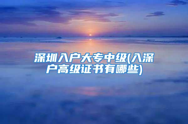 深圳入戶大專中級(入深戶高級證書有哪些)