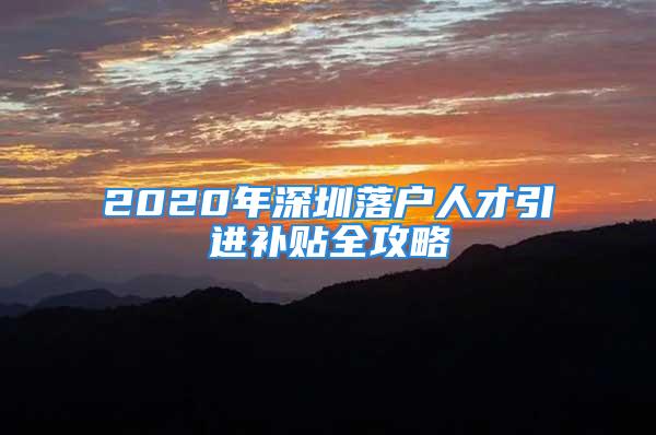 2020年深圳落戶(hù)人才引進(jìn)補(bǔ)貼全攻略