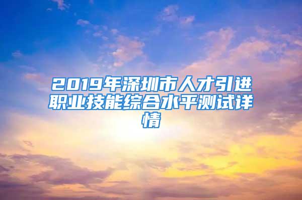 2019年深圳市人才引進(jìn)職業(yè)技能綜合水平測試詳情