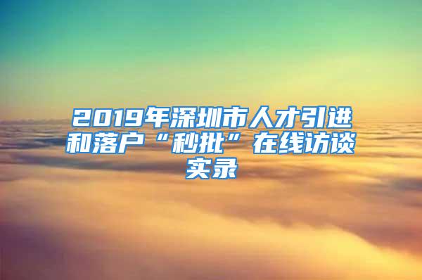 2019年深圳市人才引進和落戶“秒批”在線訪談實錄