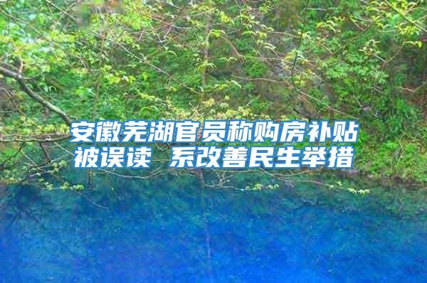 安徽蕪湖官員稱購房補貼被誤讀 系改善民生舉措