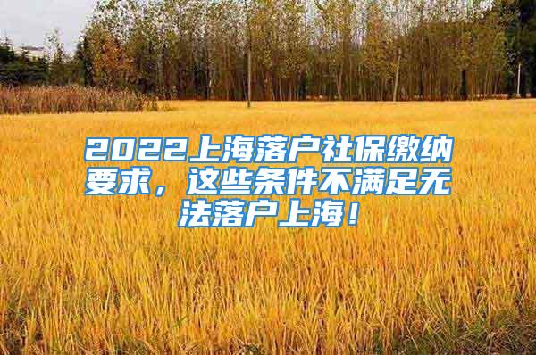 2022上海落戶社保繳納要求，這些條件不滿足無(wú)法落戶上海！