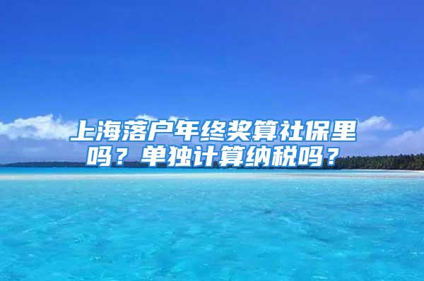 上海落戶年終獎(jiǎng)算社保里嗎？單獨(dú)計(jì)算納稅嗎？