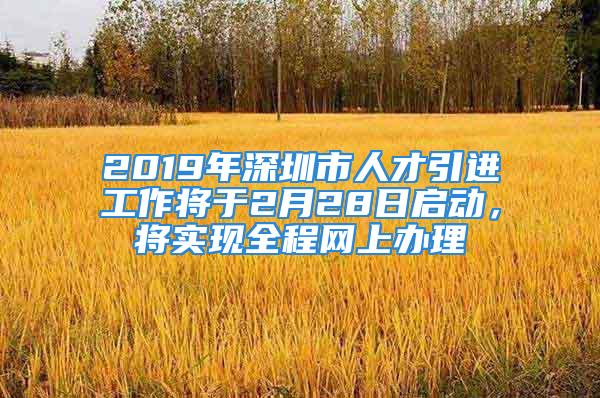 2019年深圳市人才引進(jìn)工作將于2月28日啟動(dòng)，將實(shí)現(xiàn)全程網(wǎng)上辦理