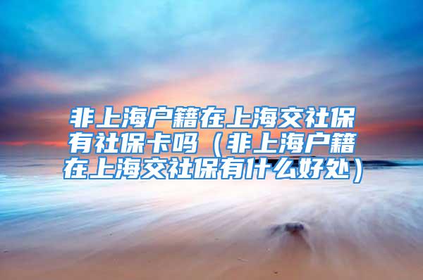 非上海戶籍在上海交社保有社?？▎幔ǚ巧虾艏谏虾＝簧绫Ｓ惺裁春锰帲?/></p>
									　　<p>現(xiàn)如今、隨著社會(huì)的發(fā)展及人員就業(yè)的不斷流動(dòng)，辦理社保與退休養(yǎng)老問題引起了大家的廣泛關(guān)注。</p>
　　<p style=