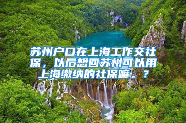 蘇州戶口在上海工作交社保，以后想回蘇州可以用上海繳納的社保嘛。？