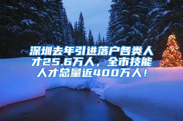 深圳去年引進(jìn)落戶各類(lèi)人才25.6萬(wàn)人，全市技能人才總量近400萬(wàn)人！