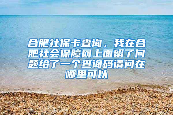 合肥社?？ú樵儯以诤戏噬鐣Ｕ暇W(wǎng)上面留了問題給了一個查詢碼請問在哪里可以